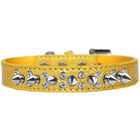 MIRAGE PET PRODUCTS Double Crystal & Spike Croc Dog CollarYellow Size 20 720-18 YWC20